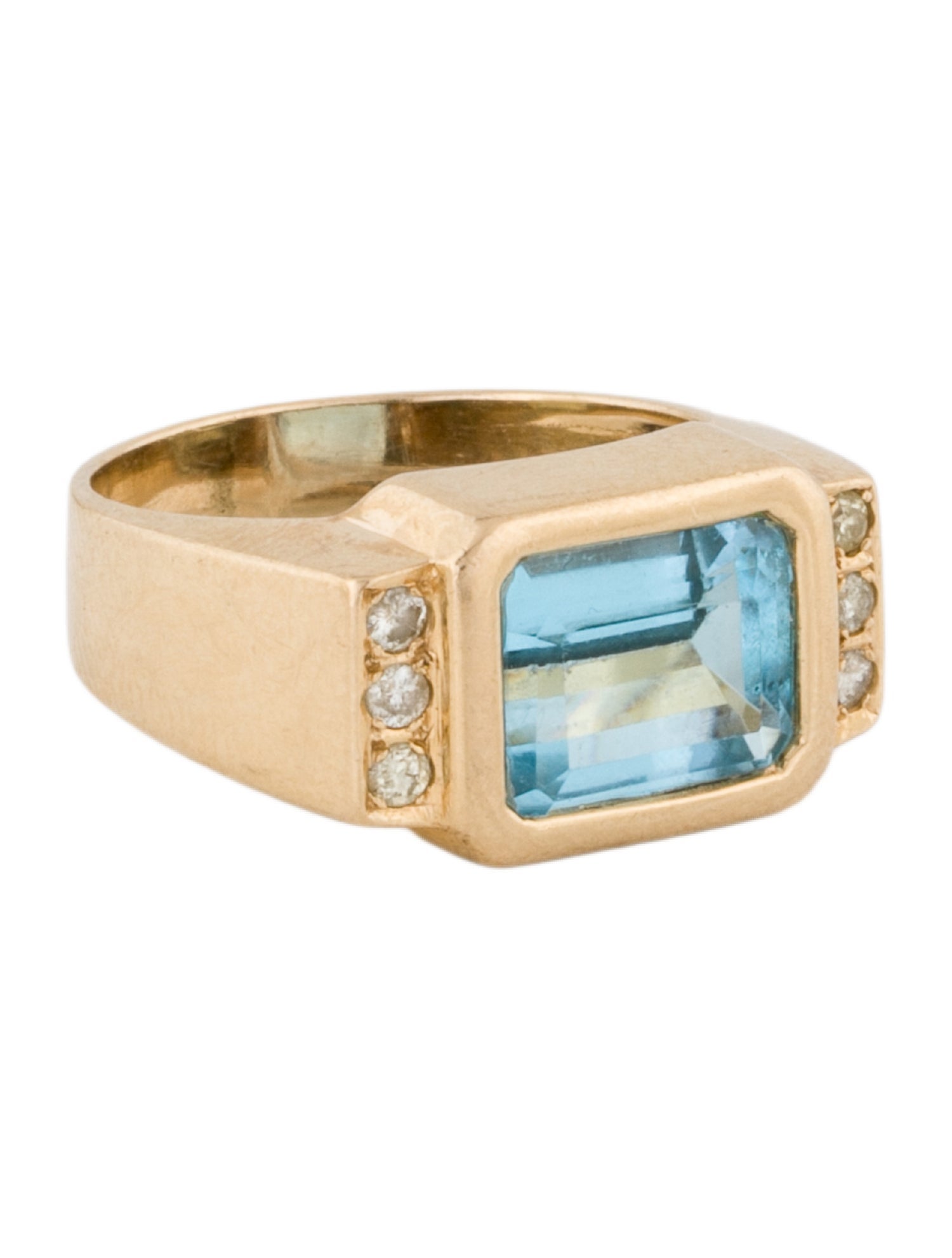 Ring 14K 4.22ct Topaz & Diamond Bar