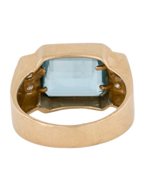 Ring 14K 4.22ct Topaz & Diamond Bar Ring