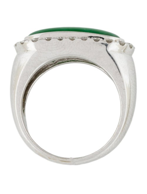 Ring 18K Dyed Jadeite & Diamond Halo Signet