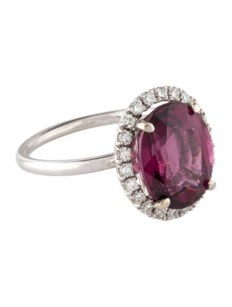 Ring 14K 6.12ct Rhodolite & Diamond Cocktail Ring