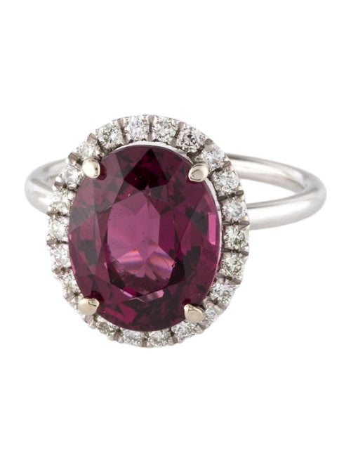 Ring 14K 6.12ct Rhodolite & Diamond Cocktail Ring