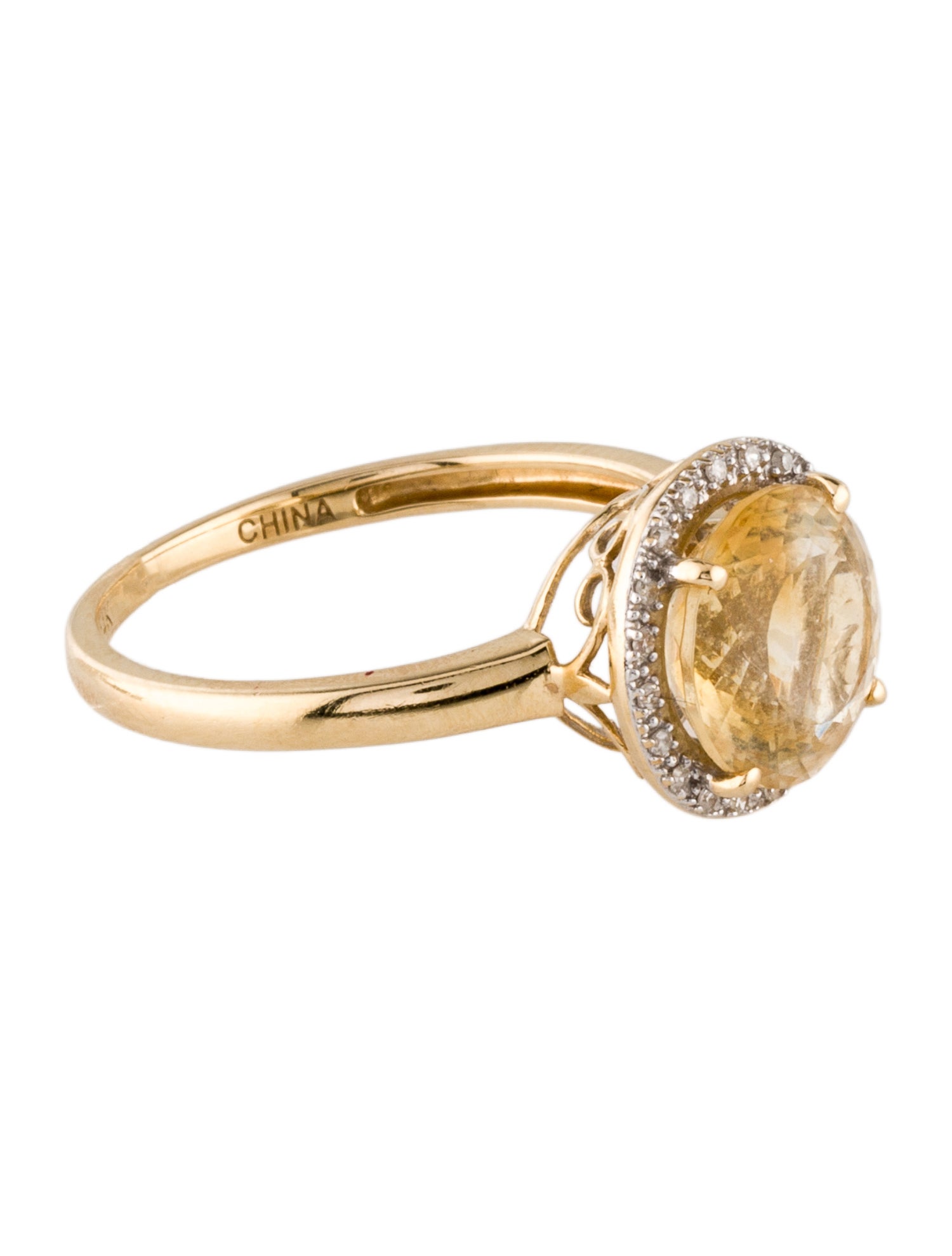 Ring 14K 3.22ct Citrine & Diamond Cocktail
