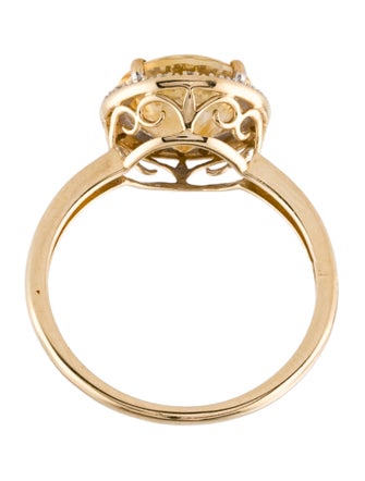 Ring 14K 3.22ct Citrine & Diamond Cocktail Ring