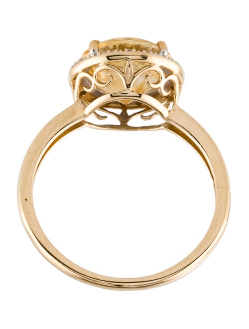 Ring 14K 3.22ct Citrine & Diamond Cocktail Ring