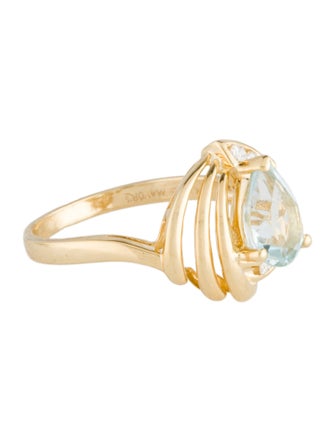 Ring 14K Aquamarine & Diamond Cocktail Ring