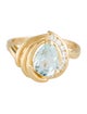 Ring 14K Aquamarine & Diamond Cocktail Ring