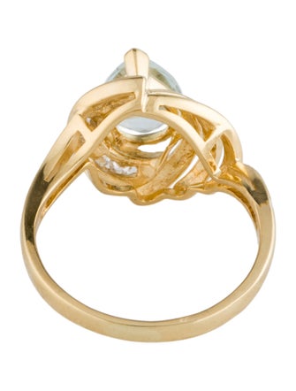 Ring 14K Aquamarine & Diamond Cocktail Ring