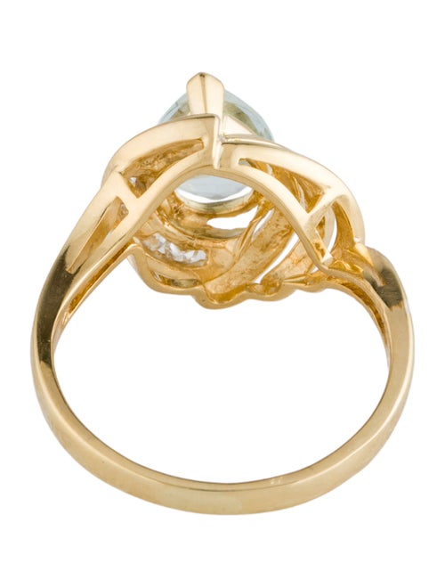Ring 14K Aquamarine & Diamond Cocktail Ring