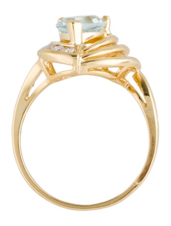 Ring 14K Aquamarine & Diamond Cocktail Ring
