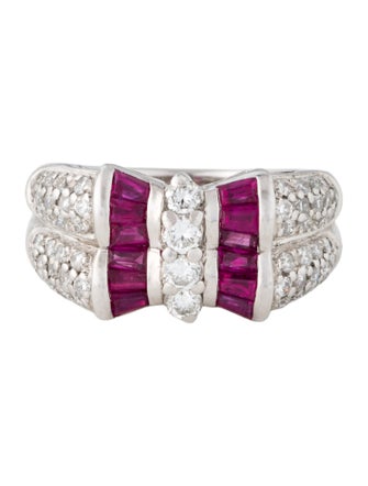 Ring Platinum Diamond and Ruby Ring