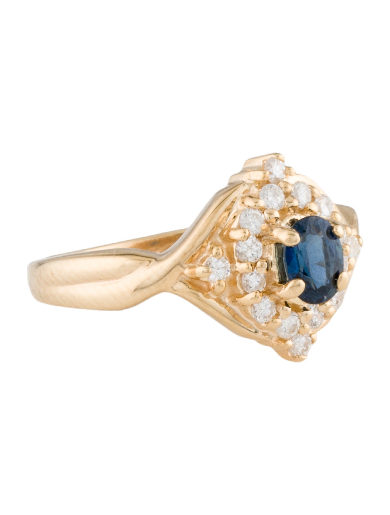 Ring 14K Diamond & Sapphire Cocktail