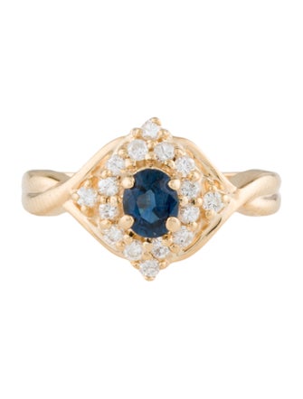 Ring 14K Diamond & Sapphire Cocktail Ring