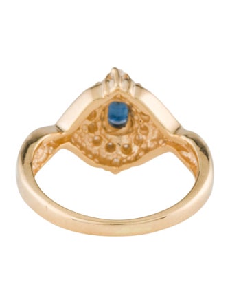 Ring 14K Diamond & Sapphire Cocktail Ring