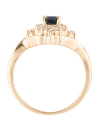 Ring 14K Diamond & Sapphire Cocktail Ring
