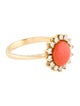 Ring 18K Coral & Diamond Cocktail Ring