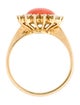 Ring 18K Coral & Diamond Cocktail Ring