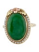 Ring 14K Pearl & Jadeite Cocktail Ring