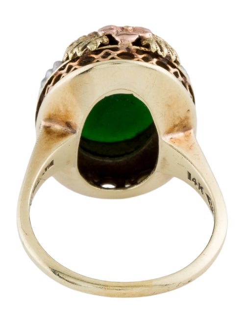 Ring 14K Pearl & Jadeite Cocktail Ring