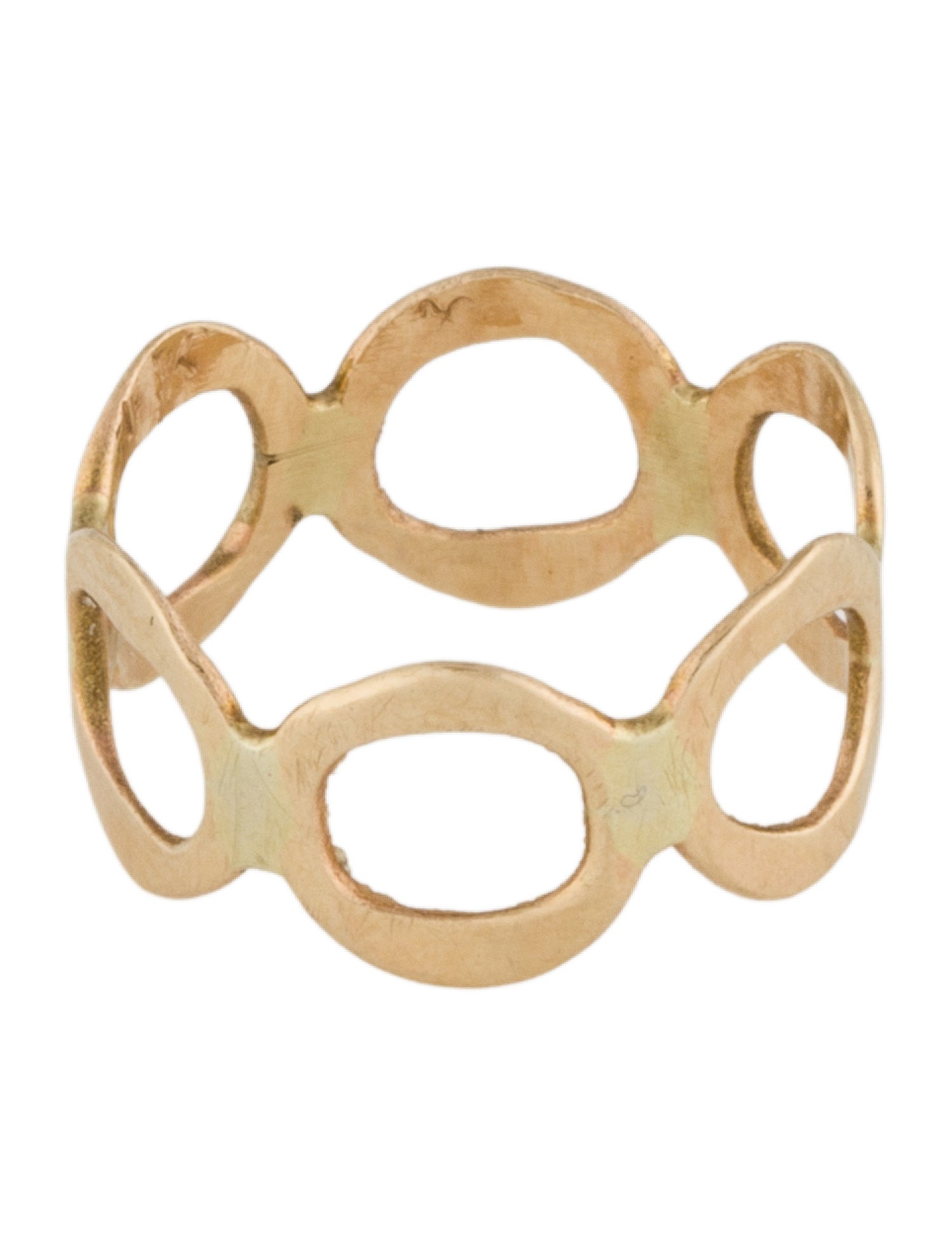 Ring 14K Hammered Circle Motif Midi