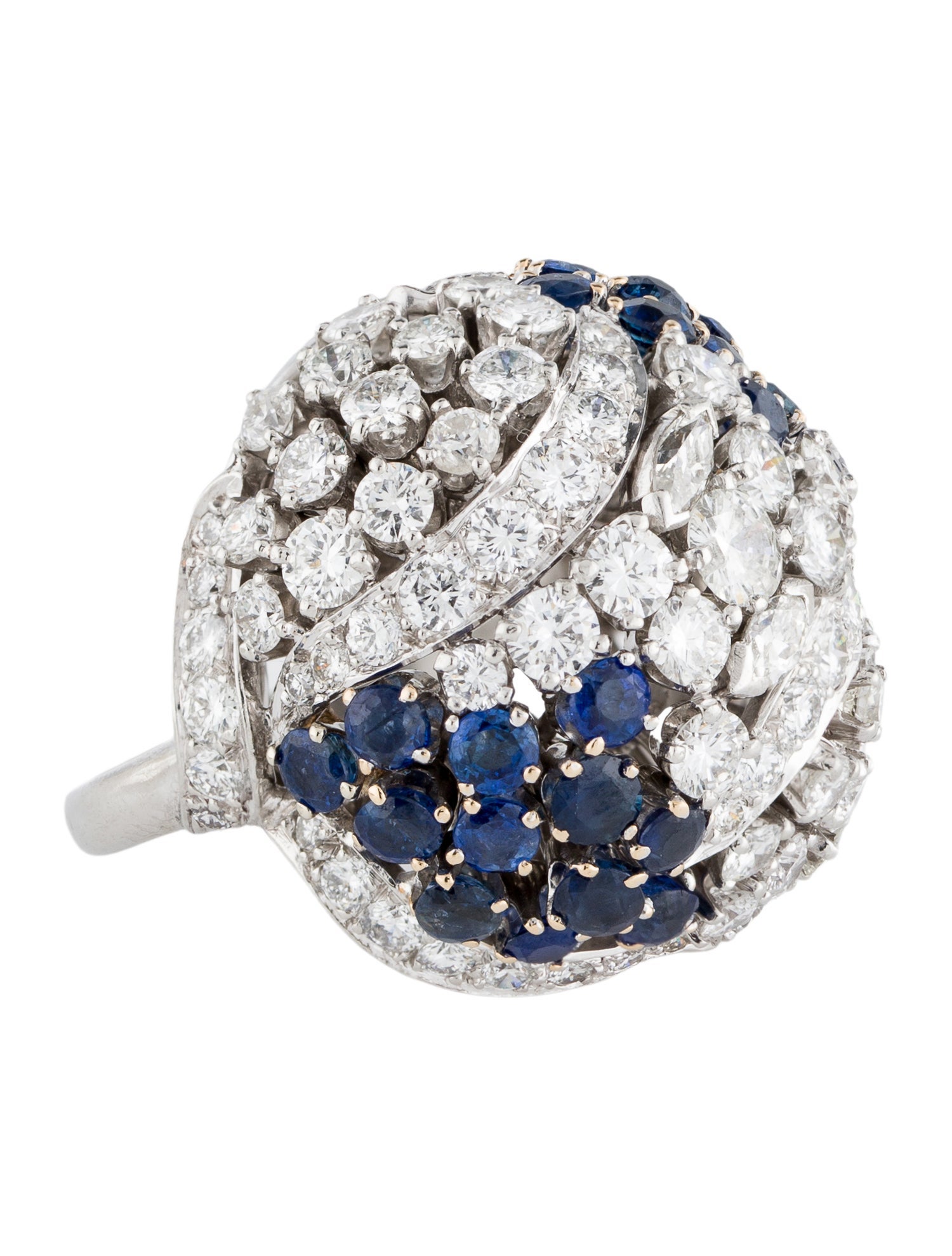 Ring Ruser Vintage Platinum 1.98ctw Sapphire & Diamond Domed Cocktail