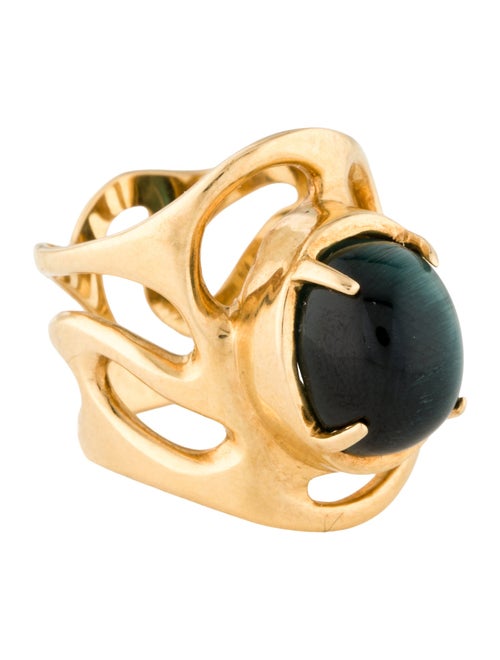 Ring 18K 6.47ct Cat's Eye Tourmaline Cocktail Ring