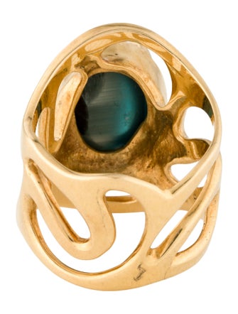 Ring 18K 6.47ct Cat's Eye Tourmaline Cocktail Ring