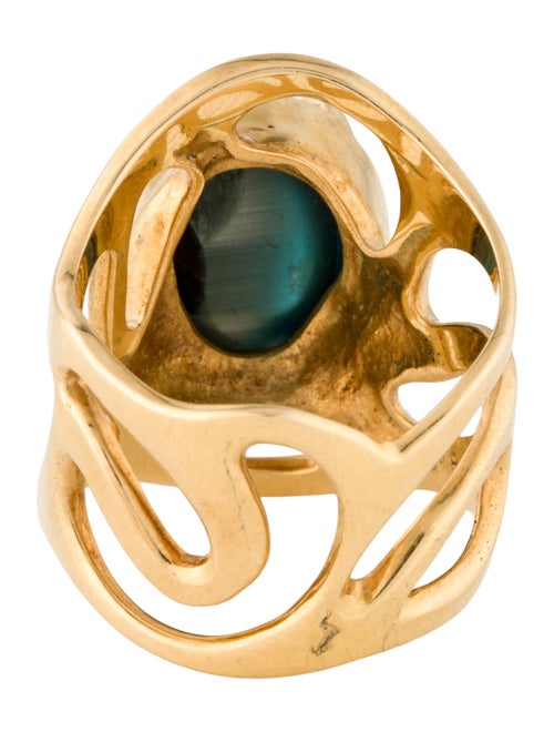 Ring 18K 6.47ct Cat's Eye Tourmaline Cocktail Ring