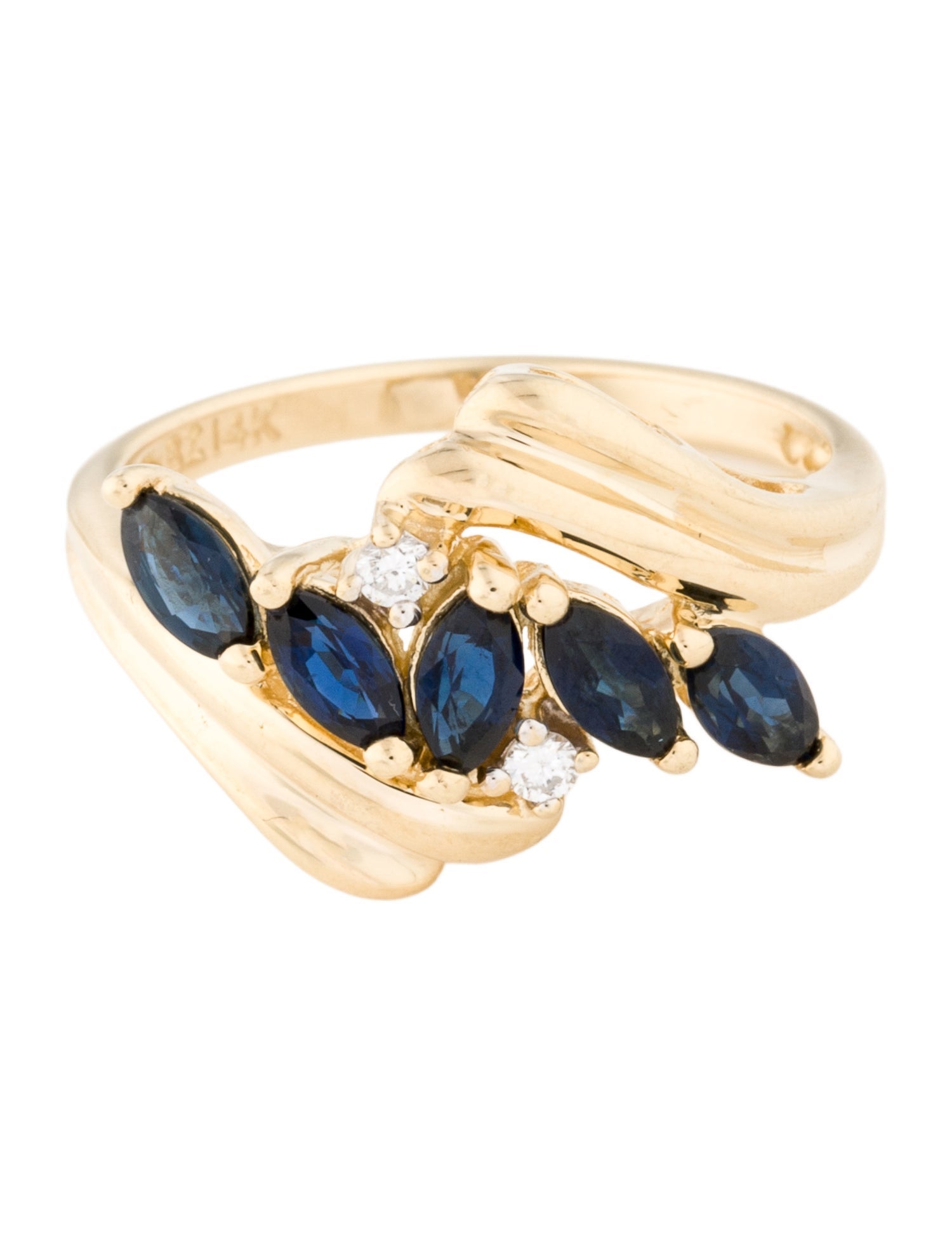 Ring 14K Sapphire & Diamond Cocktail Ring