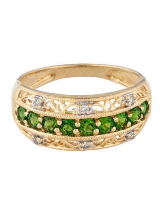Ring 14K Diopside & Diamond Band