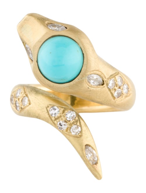 Ring 18K 2.41ct Turquoise & Diamond Snake Cocktail Ring