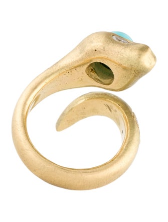 Ring 18K 2.41ct Turquoise & Diamond Snake Cocktail Ring