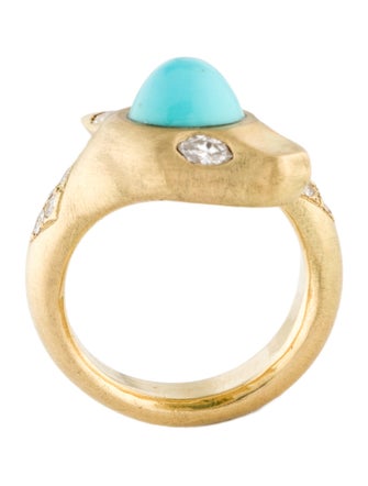 Ring 18K 2.41ct Turquoise & Diamond Snake Cocktail Ring