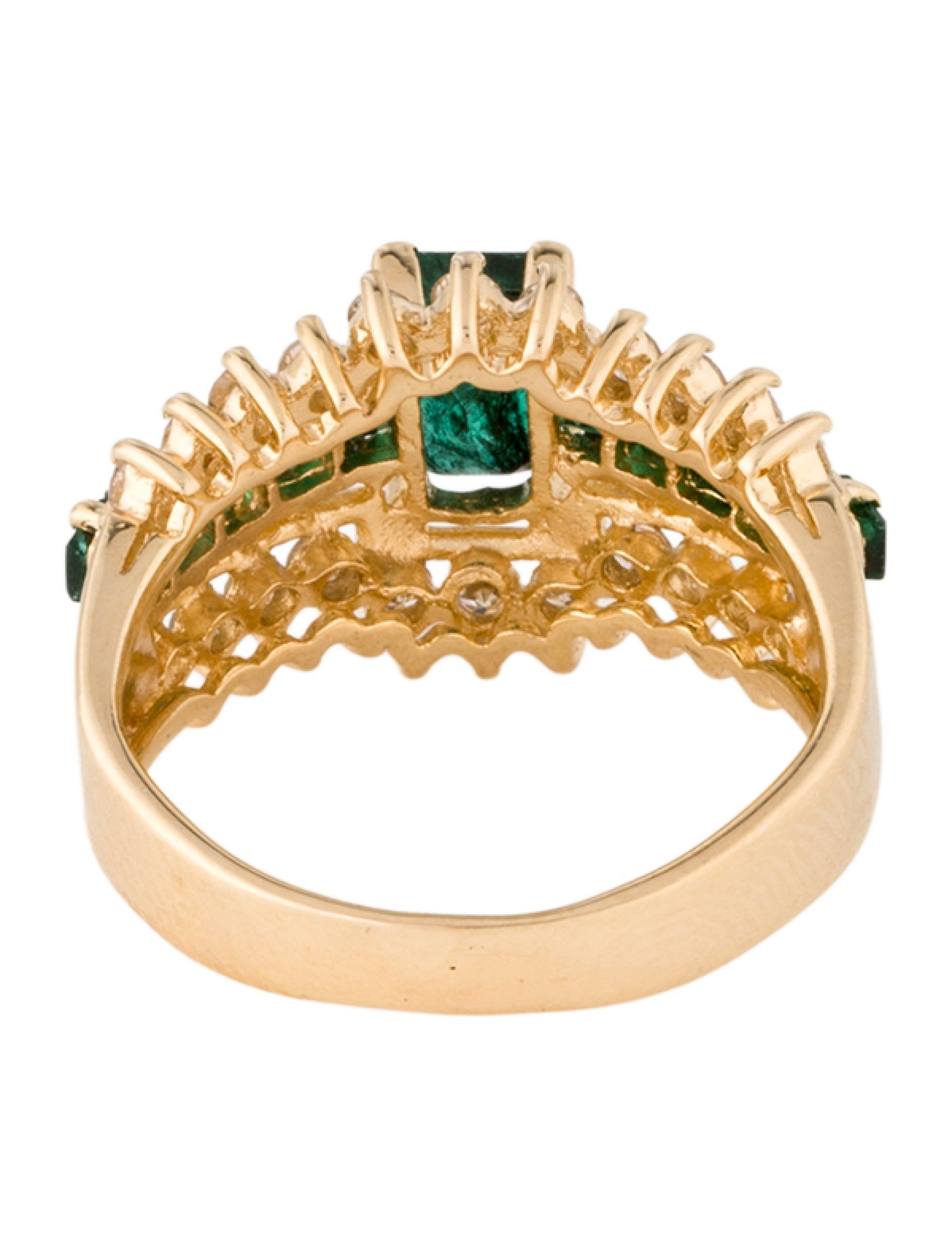 Ring 14K Emerald & Diamond Cocktail Ring