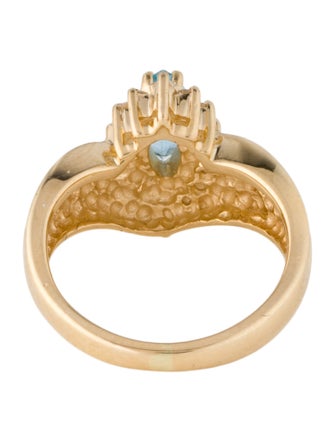Ring 14K Aquamarine & Diamond Cocktail Ring