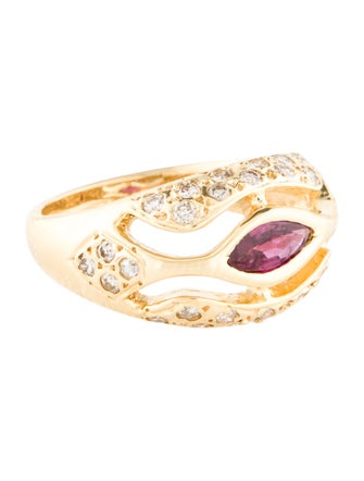 Ring 14K Ruby & Diamond Band