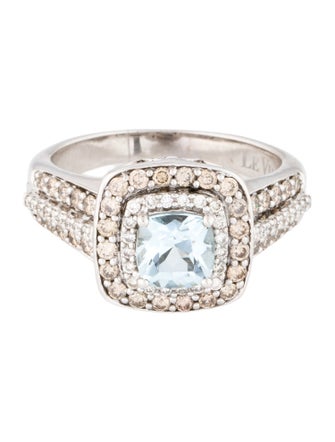 Ring 14K 1.00ct Aquamarine & Diamond Cocktail Ring