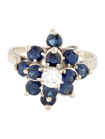 Ring 14K 2.22ctw Sapphire & Diamond Flower Cocktail Ring