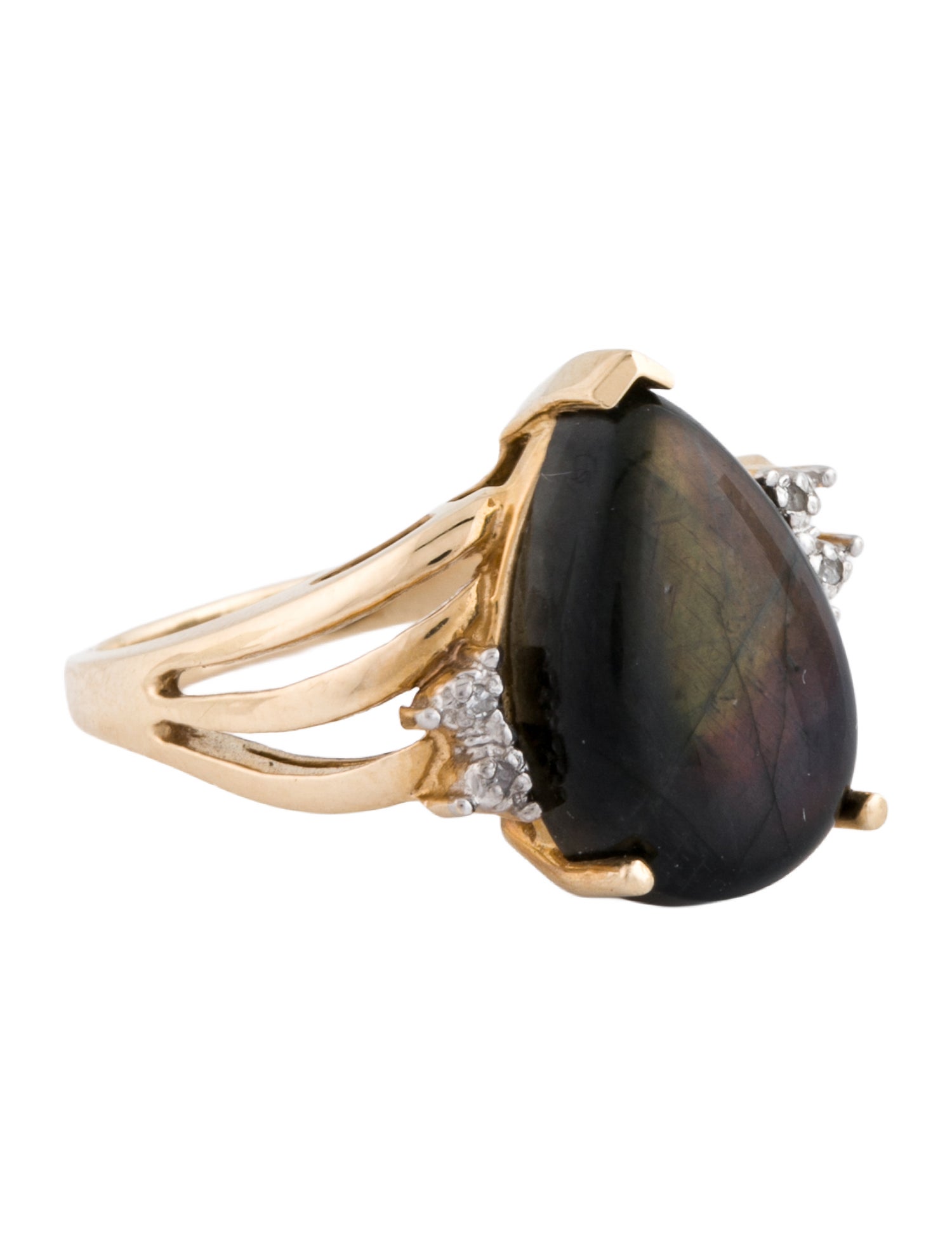 Ring 10K Labradorite & Diamond Cocktail Ring