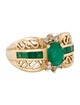 Ring 10K Emerald & Diamond Cocktail Ring