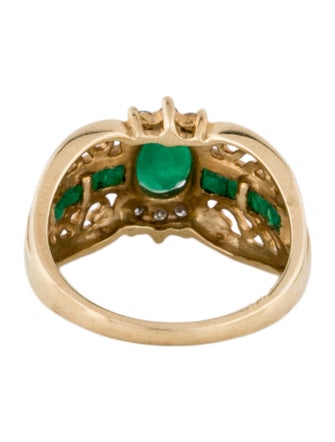 Ring 10K Emerald & Diamond Cocktail Ring