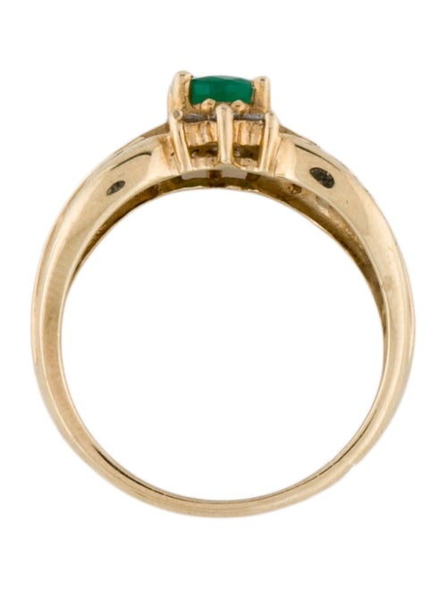 Ring 10K Emerald & Diamond Cocktail Ring