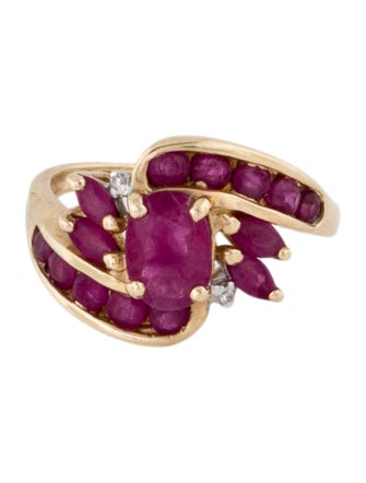 Ring 10K Ruby & Diamond Cocktail Ring