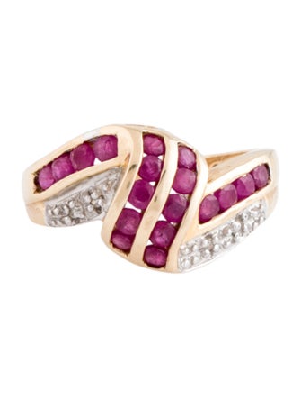Ring 10K Ruby & Diamond Cocktail Ring