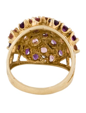 Ring 10K Tourmaline & Amethyst Cluster Cocktail Ring