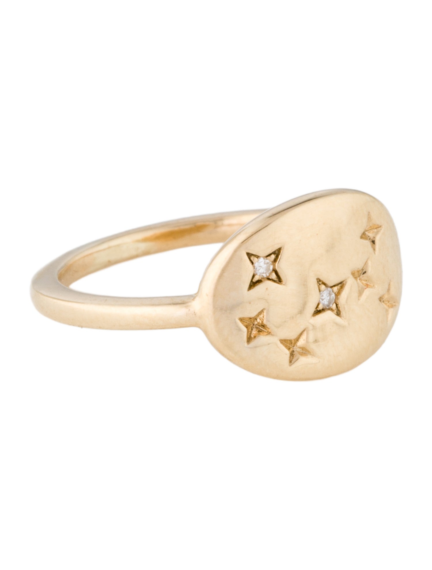 Ring 14K Diamond Star Signet