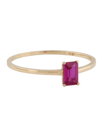 Ring 14K Synthetic Ruby Solitaire Ring
