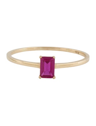 Ring 14K Synthetic Ruby Solitaire Ring