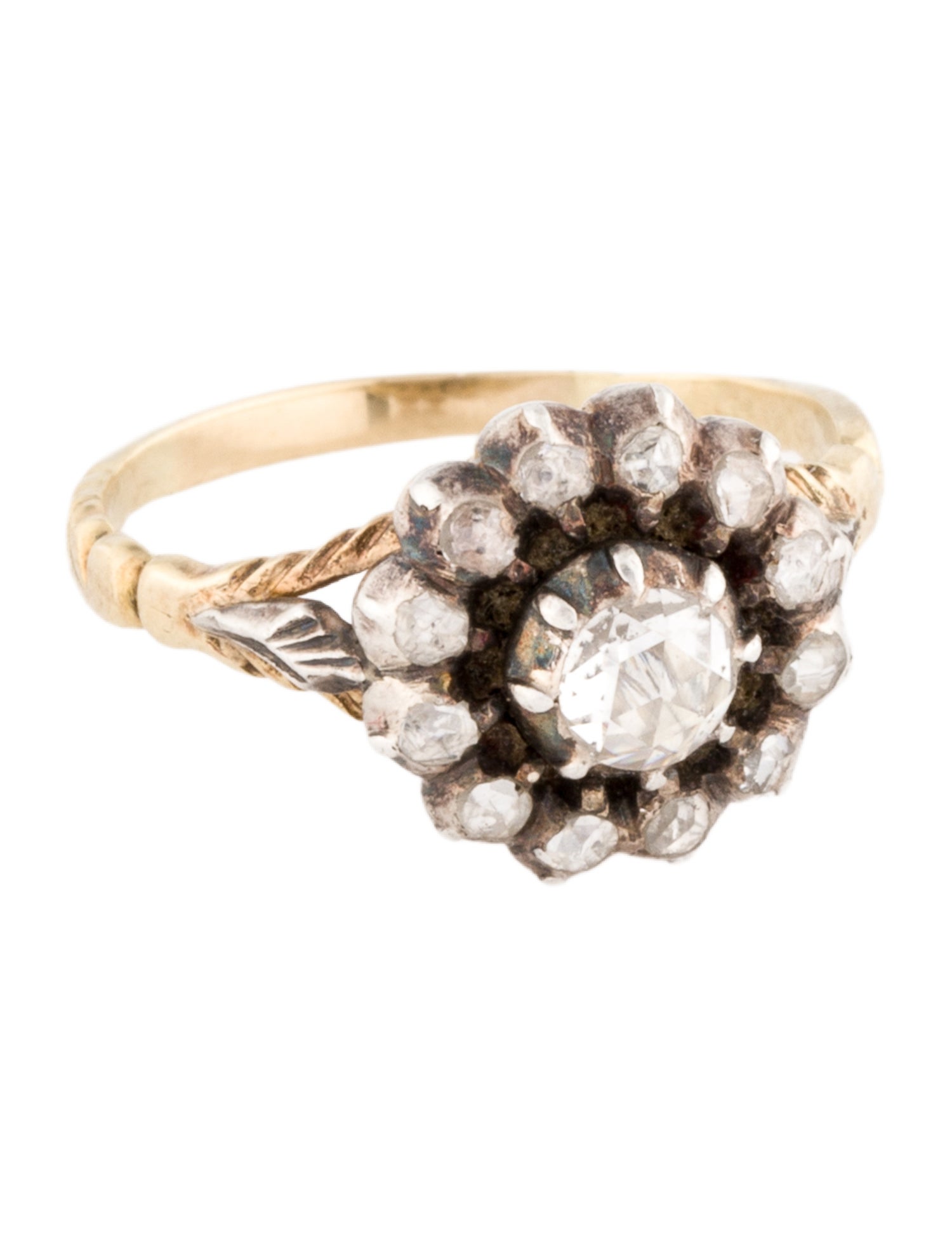 Ring Antique 14K Diamond Cocktail