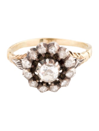 Ring Antique 14K Diamond Cocktail Ring