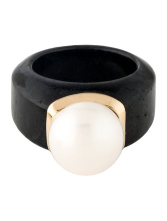 Ring 14K Pearl & Jadeite Cocktail Ring